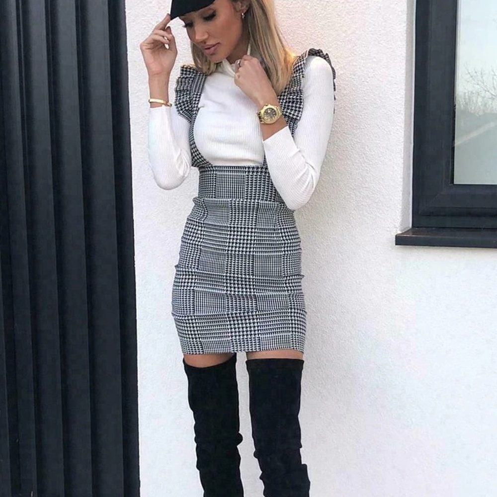 Plaid Ruffle Mini Dress